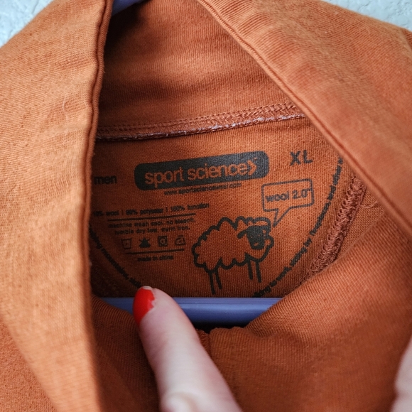 SPORT SCIENCE 1/4 zip Polywool T-Shirt tech shirt athletic running in orange XL - Picture 5 of 9